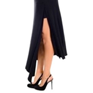 Lime & Chili High Low Trendy Twin Height Split Midi Black Skirt Women Large NWT